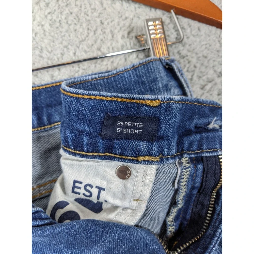 GAP Denim Short Womens 28P Blue Stretch Distressed Frayed Hem Indie Festival Y2K